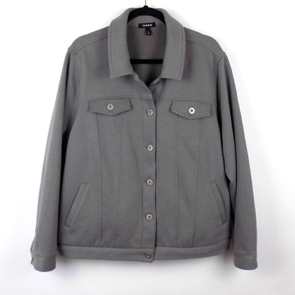 Torrid Trucker Shacket Jacket Size 3X Fleece Lined Gray